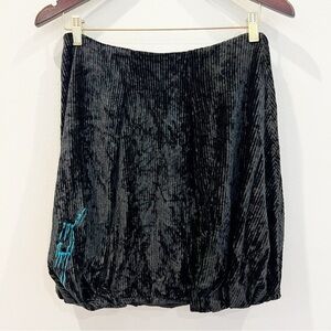 Vintage 90s Y2K Aventures Des Toiles Black Velvet Corduroy Skirt 38 Art To Wear